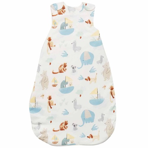 M&S Organic Cotton Printed Sleeping Bag, 6-18 Months, White Mix