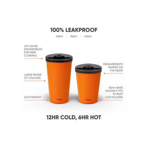 Smidge Reusable Travel Cup, Citrus, 355ml 