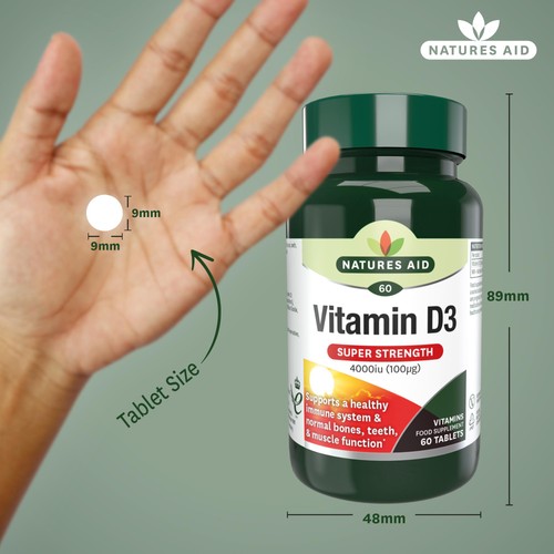 Natures Aid Super Strength Vitamin D3 Tablets 4000iu 