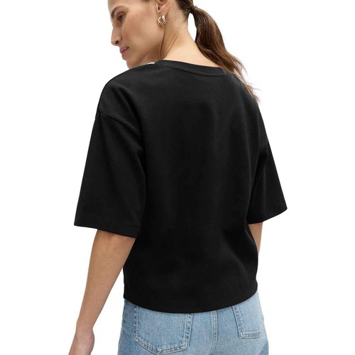 M&S Womens Pure Cotton Heavyweight V-Neck Top, Size 18, Black
