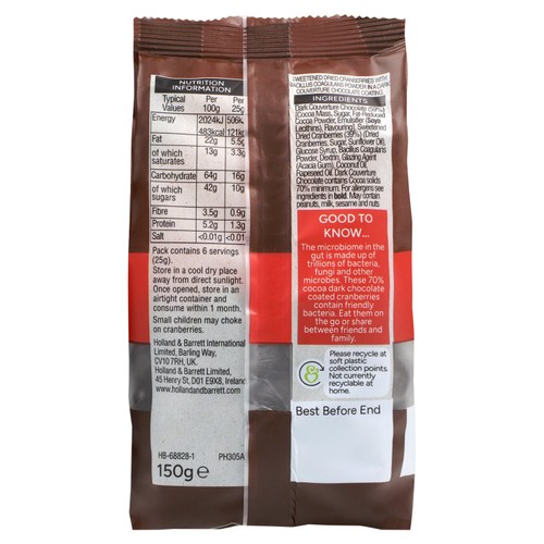 Holland & Barrett Dark Chocolate Cranberries