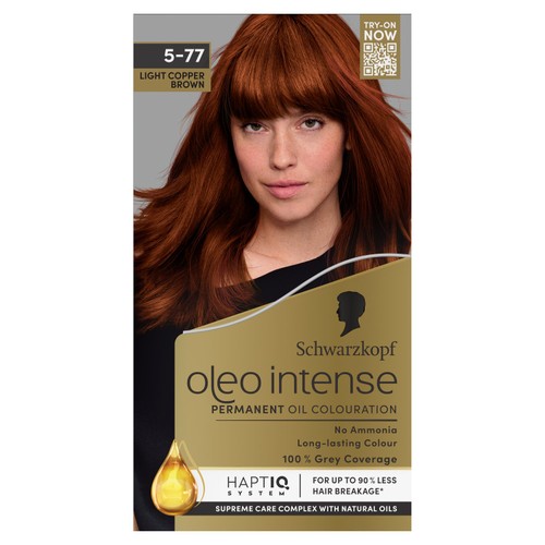 Schwarzkopf Oleo Intense Perm Oil Colour 5-77 Light Copper Brown Hair Dye