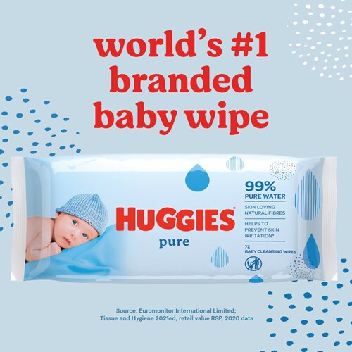 Huggies Pure 99% Water Baby Wipes, Jumbo Pack Ocado