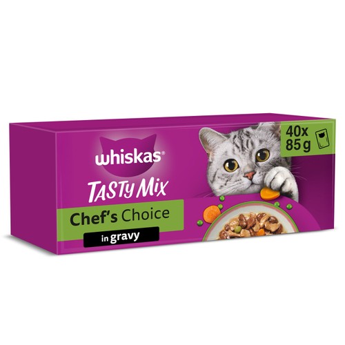 Whiskas 1+ Tasty Mix Chef's Choice Adult Wet Cat Food Pouches in Gravy