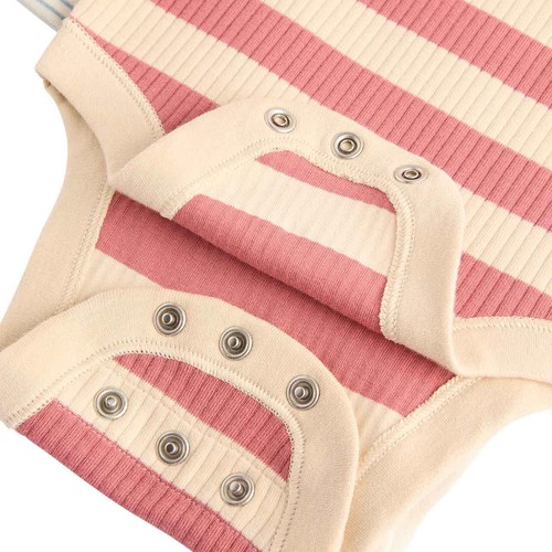 M&S Boys Cotton Rich Striped Long Sleeve Bodysuits, 0-3 M, Red