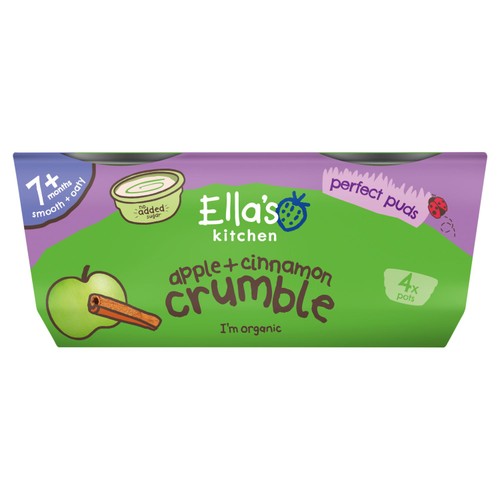 Ella's Kitchen Organic Apple+Cinnamon Crumble Pudding Baby Dessert Pot 7m+