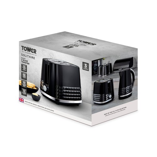 Tower Solitaire 2 Slice Toaster Black
