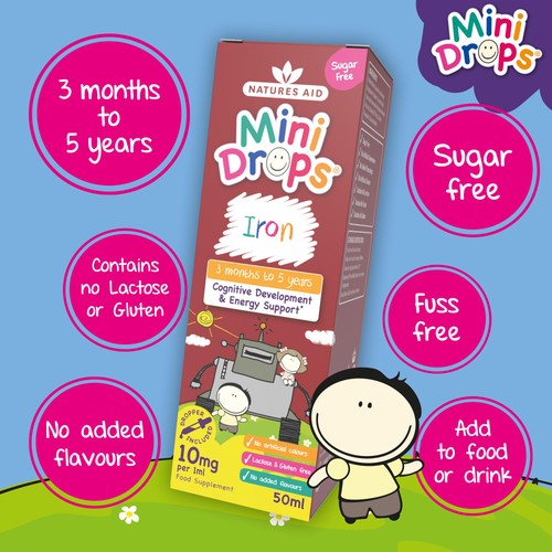 Natures Aid Infant's & Kid's Iron Mini Drops 10mg 3mnths - 5yrs 