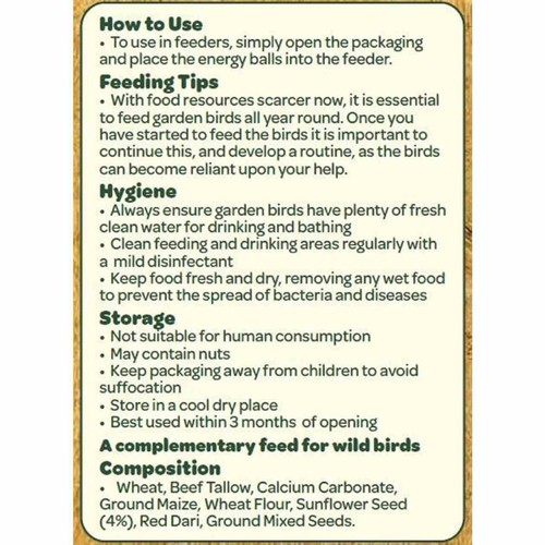 Peckish Natural Balance Energy Suet Fat Balls for Wild Birds