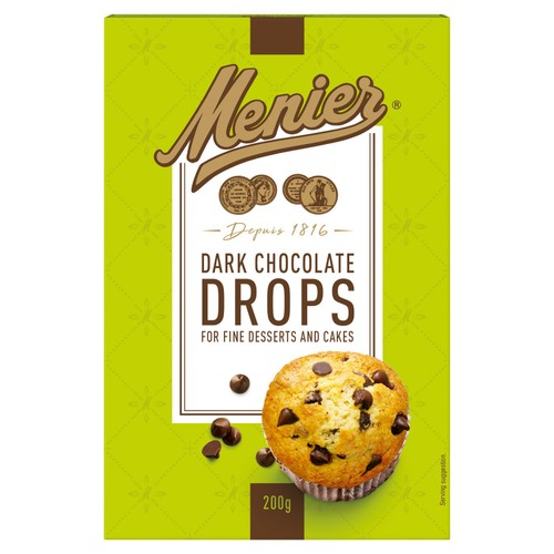 Menier Dark Chocolate Drops, 200g Menier Dark Chocolate Drops, 200g