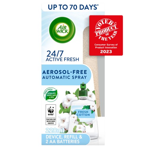 Airwick Aerosol-Free Automatic Air Freshener Kit Fresh Cotton