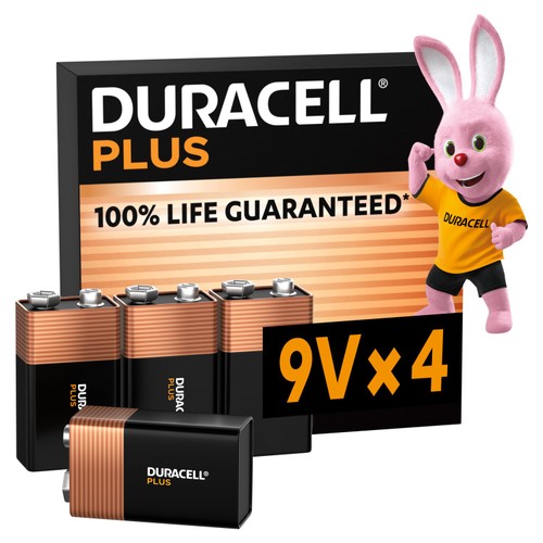 Duracell Plus 100% 9V Alkaline Batteries