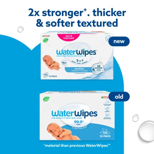 WaterWipes Baby Wipes Sensitive Newborn Plastic Free Wipes 720 Wipes 