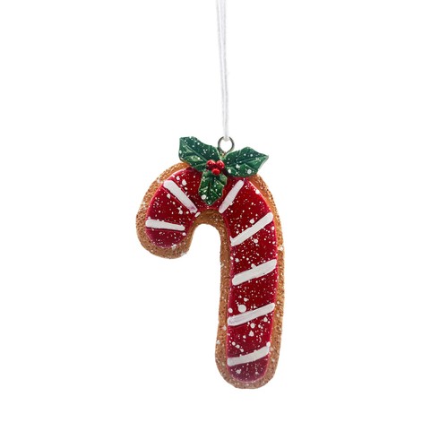 Polyresin Red/White Gingerbread Cane 