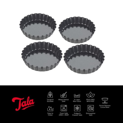 Tala 4 Non-stick Tart Tins, 10cm dia 