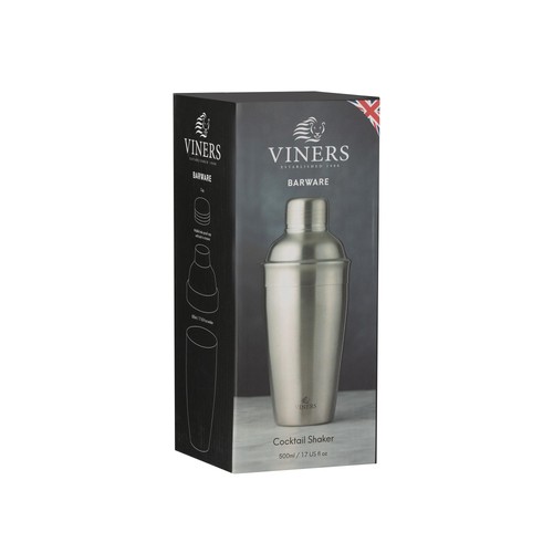 Viners Barware Silver Cocktail Shaker, 500ml 