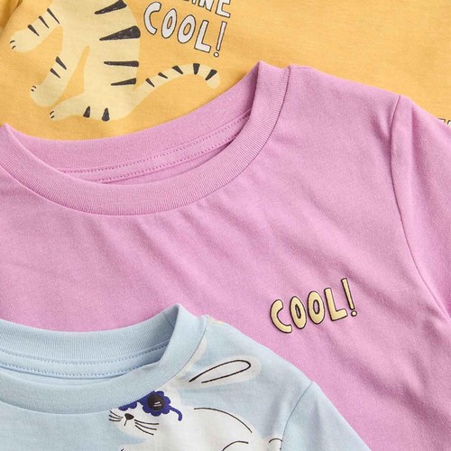 M&S Girls 3 Pack Pure Cotton Animal Pyjama Sets, 5-6 Years, Blue
