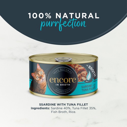 Encore Natural Wet Cat Food Tin Sardine with Tuna Fillet in Broth