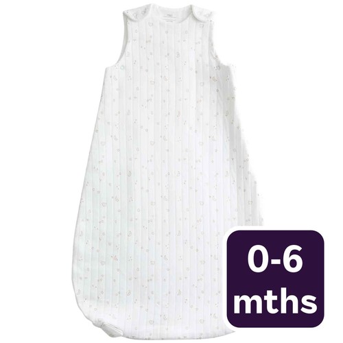 M&S Cotton Rich 1.5 Tog Printed Sleeping Bag, 0-6 M, White