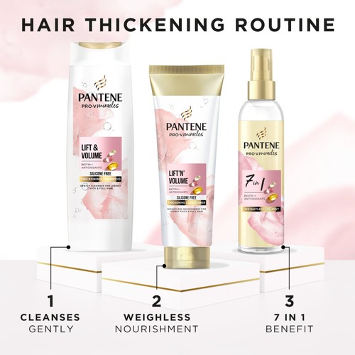 Pantene Lift & Volume Shampoo, Biotin & Rose Water  
