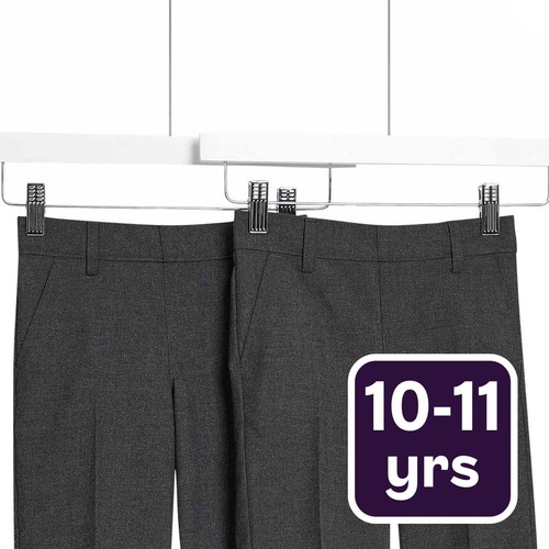 M&S Slim Leg School Shorts, 10-11 Years, Grey