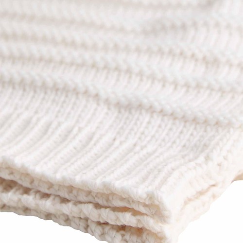 M&S Ribbed Knitted Throw, Ecru