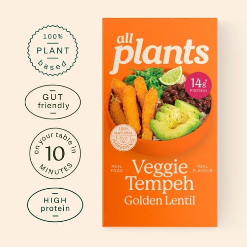 all plants Veggie Tempeh Golden Lentils
