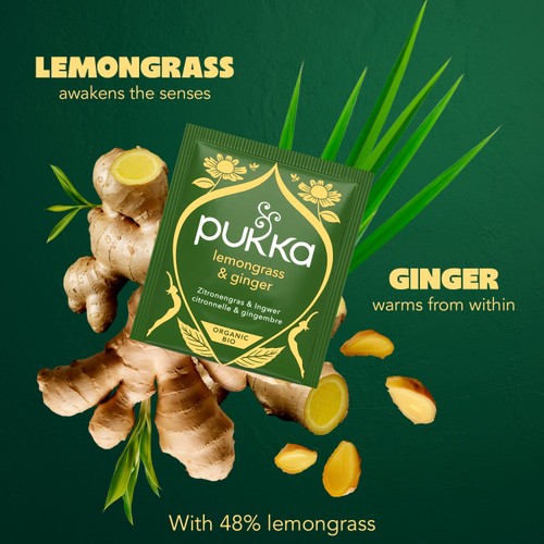 Pukka Organic Lemongrass & Ginger Tea x20 Home-Compostable Herbal Tea Bags