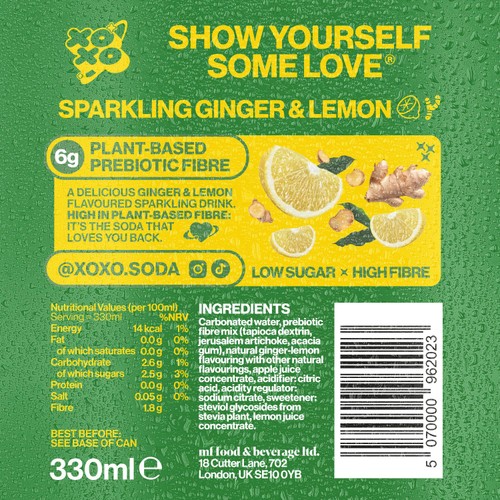 XOXO Sparkling Ginger & Lemon - Ocado