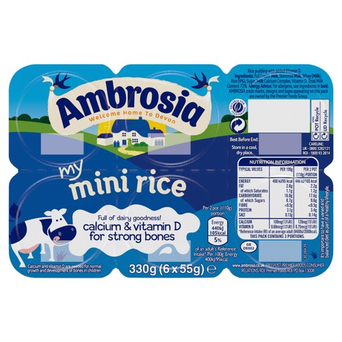 Ambrosia Mini Rice Pudding Dessert Snack Pots