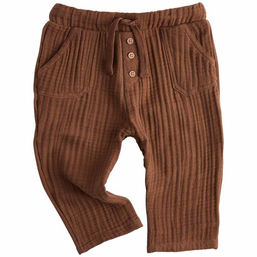 M&S Cotton Double Cloth Trouser, 9-12 Months, Brown