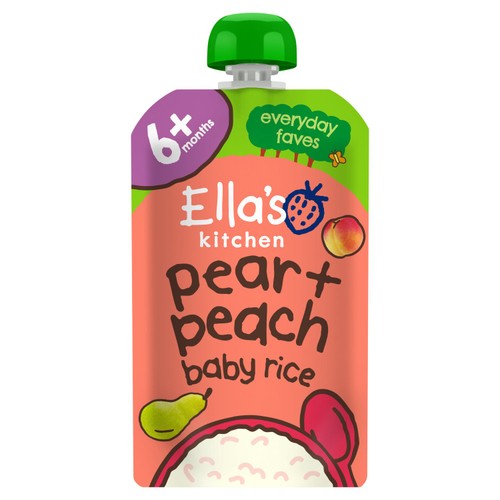 Ella's Kitchen Pear and Peach Baby Rice Baby Food Pouch 6+ Months