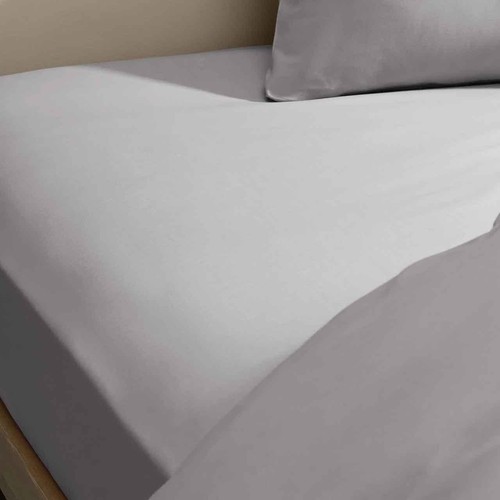 M&S Cotton Rich Fitted Sheet, Small Double, Silver Grey