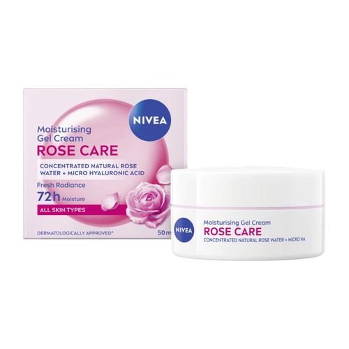 NIVEA Rose Care Moisturiser Gel Cream with Rose Water and Hyaluronic Acid