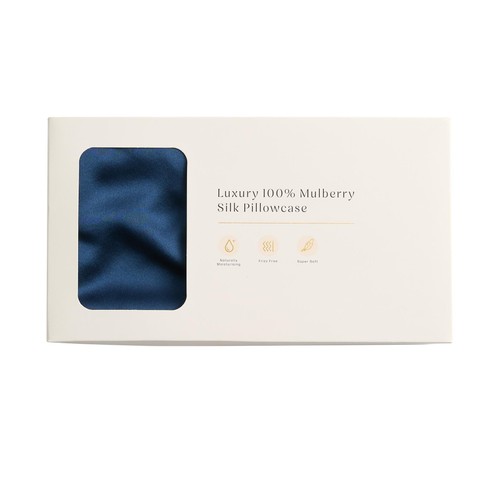 M&S Pure Mulberry Silk Pillowcase, Navy