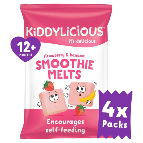 Kiddylicious Strawberry & Banana Smoothie Melts Baby Snacks Multi