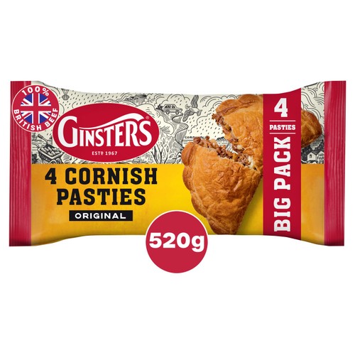Ginsters 4 Cornish Pasties Original
