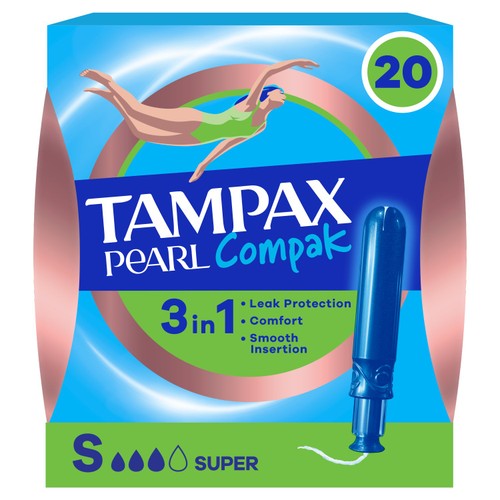 Tampax Compak Pearl Tampons Super 20 Count