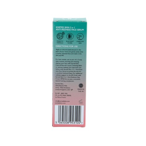 Sorted Skin 3 in 1 Anti-Redness Face Serum- Prebiotic Microbiome Based
