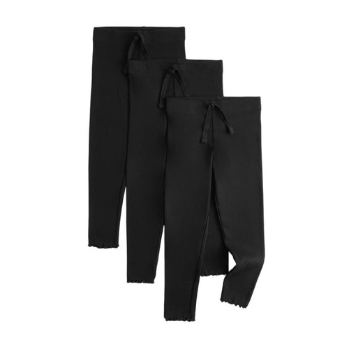 M&S 3pk Ribbed Legging, 5-6 Years, Black