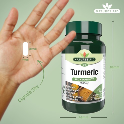 Natures Aid Superfoods Tumeric Supplement Capsules 8200mg