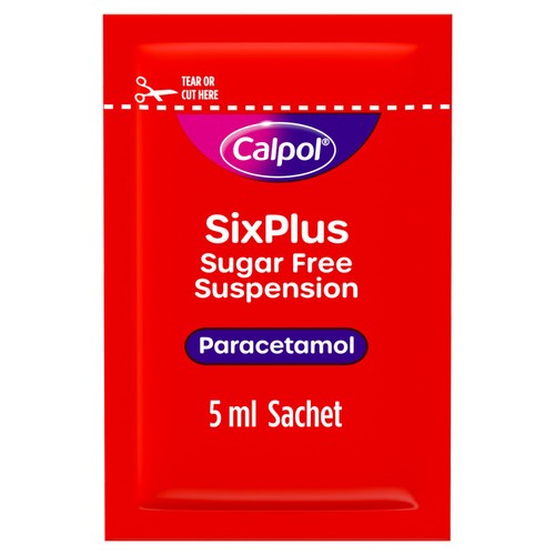 Calpol SixPlus Sugar & Colour Free Suspension Sachets Strawberry 6+ Years