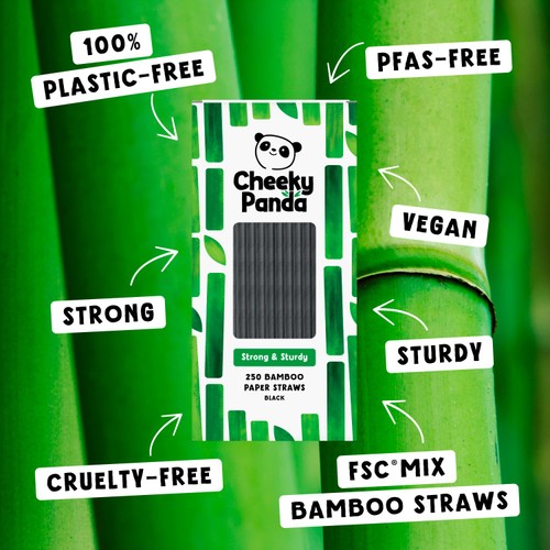 Cheeky Panda Black Bamboo Paper Straws
