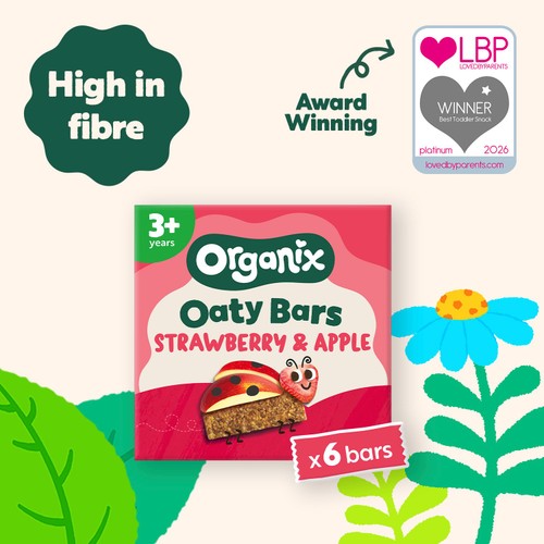 Organix Strawberry & Apple Oaty Bars Toddler Snack Multipack 3+ Years