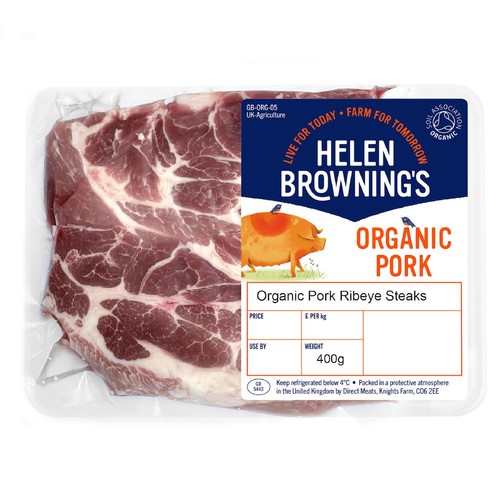 Helen Browning's 2 Organic Pork Ribeye Steaks