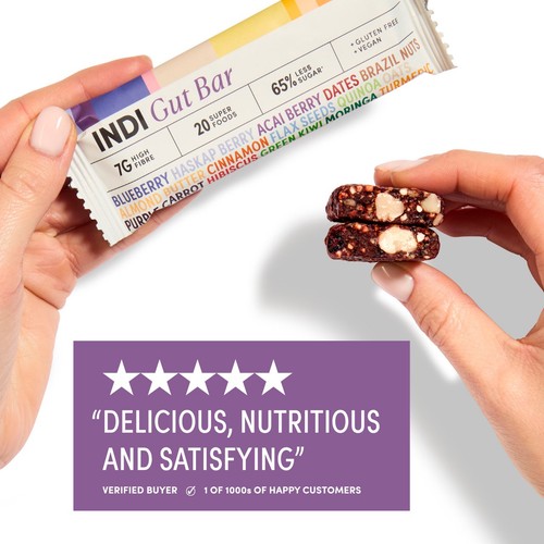 INDI Gut Bar Berry and Nut High Fibre Multipack