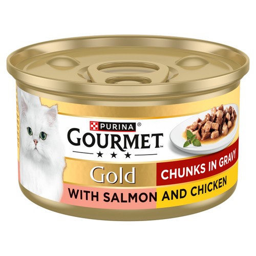 Gourmet Gold Chunks in Gravy Salmon and Chicken Wet Cat Food 