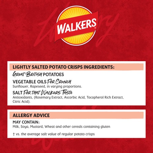 Walkers Lightly Salted Multipack Crisps 6x25g