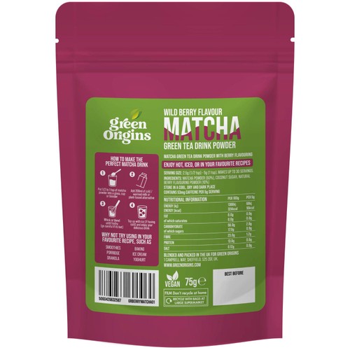 Green Origins Wild Berry Matcha Green Tea Drink Powder