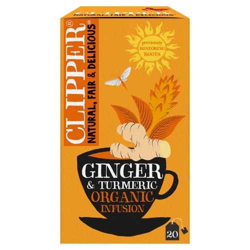 Clipper Organic Fairtrade Restoring Roots Ginger & Turmeric 20 Tea Bags